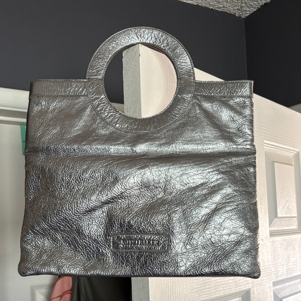 Mitzi Baker Metallic Silver Tote Bag